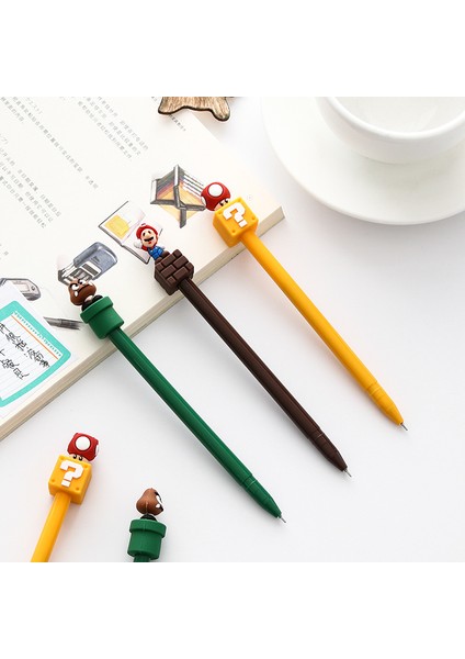 Sarı Stil Sevimli Yenilik 3D Süper Mario Jel Mürekkep Kalem Kawaii Imza Kalem Escolar Papelaria Okul Ofis Malzemeleri Öğrenciler Için (Yurt Dışından) modelleri