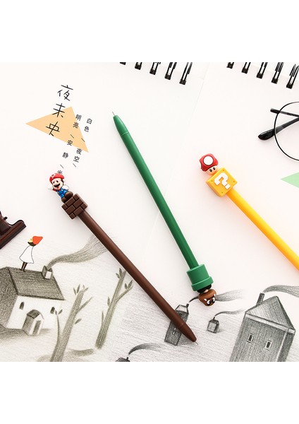 Sarı Stil Sevimli Yenilik 3D Süper Mario Jel Mürekkep Kalem Kawaii Imza Kalem Escolar Papelaria Okul Ofis Malzemeleri Öğrenciler Için (Yurt Dışından) indirimleri