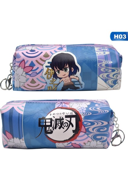 H03 Stili Anime Demon Slayer: Kimetsu No Yaiba Kalem Kutusu Fermuarlı Kanvas Öğrenci Kalem Kutusu Cüzdan Depolama Çantası Kırtasiye Okul Malzemeleri (Yurt Dışından)