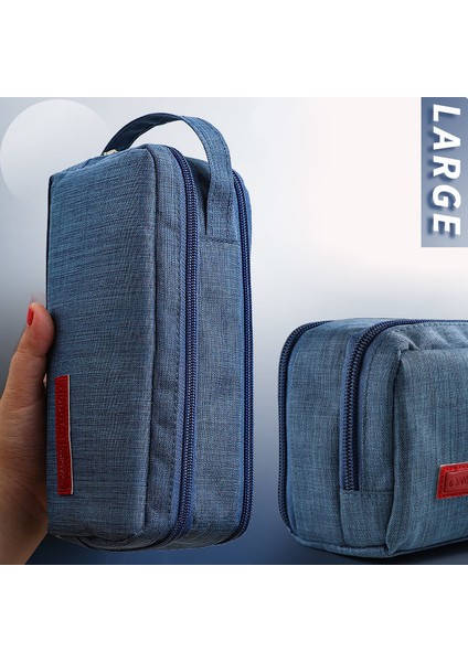 Mavi Stil Taşınabilir Sevimli Kalem Kutusu Kalem Çantası Tuval Bölünmüş Kalem Hediye Kutusu Kalemlik Sevimli Kırtasiye Okul Malzemeleri Için Estuches Grandes (Yurt Dışından)