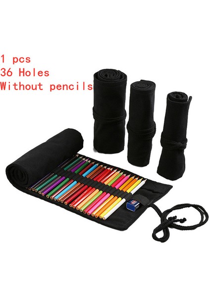 A-36 Delik Stili Renkli Kumaş Kalem Kutusu Makyaj Kalem Saklama Çantası Kalem Rulosu Okul Malzemeleri (Yurt Dışından)
