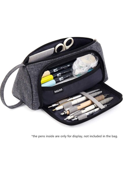 Üstün Gri Stil Angoo [saf] Renkli Kalem Kutusu, Çoklu Yuva Kalem Çantası, Kozmetik Seyahat Cüzdanı Için Büyük Depolama Pouch Organizer A6443 (Yurt Dışından)