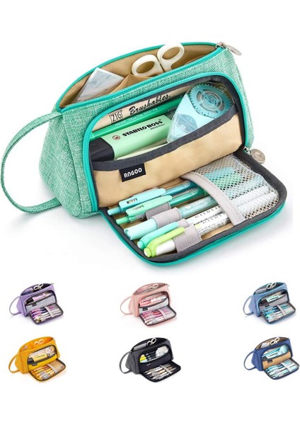 Üstün Gri Stil Angoo [saf] Renkli Kalem Kutusu, Çoklu Yuva Kalem Çantası, Kozmetik Seyahat Cüzdanı Için Büyük Depolama Pouch Organizer A6443 (Yurt Dışından) fiyatları