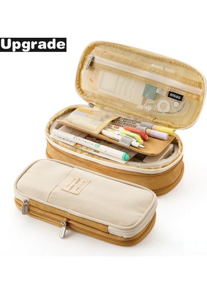 Haki Stilini Yükseltin Sevimli Kalem Kutusu Makaron Renkli Kanvas Esnek Çift Katmanlı Büyük Kapasiteli Kalem Kutusu Çocuklar Için Okul Kırtasiye (Yurt Dışından)