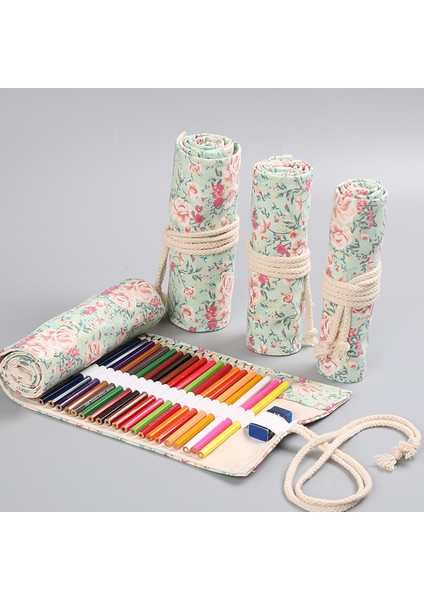 Koyu Haki Stili Delikli Rulo Okul Kalem Kutusu Sevimli Büyük Kalemlik Kawaii Tuval Kalem Çantası - Kızlar ve Erkekler Için Şirin Kırtasiye Kutusu (Yurt Dışından) fiyatları