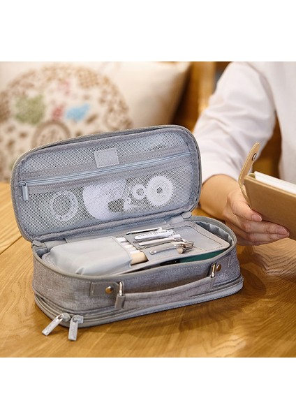 Siyah Stil Kanvas Çift Katmanlı Büyük Kapasiteli Sevimli Çocuklar Okul Malzemeleri Makyaj Çantası Kalem Kutusu Öğrenci Kılıfı Kırtasiye Hediyesi (Yurt Dışından) fiyatları