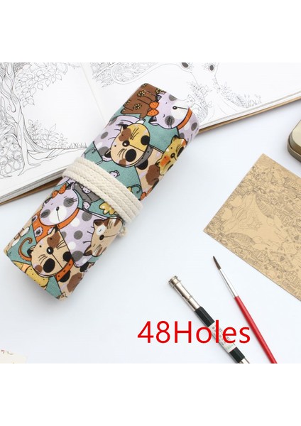 Pembe Tarzı Delikli Büyük Kalem Kutusu Okul Tuval Rulo Kılıfı (Yurt Dışından)