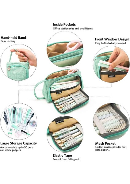 Üstün Gri Stil Angoo [saf] Renkli Kalem Kutusu, Çoklu Yuva Kalem Çantası, Kozmetik Seyahat Cüzdanı Için Büyük Depolama Pouch Organizer A6443 (Yurt Dışından) indirimleri