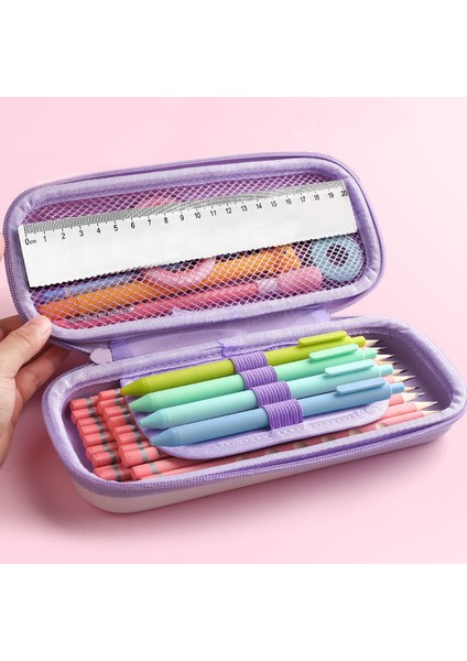 Küçük Ay Tek Boynuzlu At Stili Okul Öğrencisi Sevimli Pembe Unicorn Karikatür 3D Kalem Kutusu Saklama Kutusu Kalem Çantası Kawaii Kız Kılıf Silgi Tutucu Kırtasiye (Yurt Dışından)