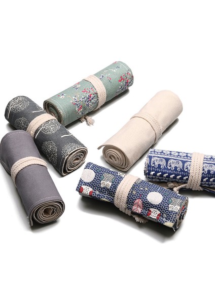 A-36 Delik Stili Renkli Kumaş Kalem Kutusu Makyaj Kalem Saklama Çantası Kalem Rulosu Okul Malzemeleri (Yurt Dışından) indirimleri