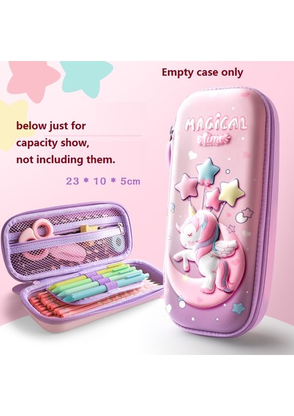 Tek Boynuzlu At Tarzı 3D Kalem Kutusu Eva Saklama Kutusu Sevimli Pembe Unicorn Karikatür Kalem Çantası (Yurt Dışından) fırsatları
