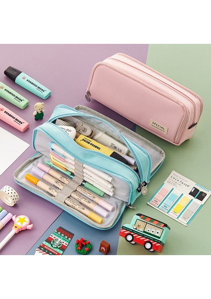 Sarı Stil Büyük Kapasiteli Kalem Kutusu Çift Taraflı Macaron Renkli Kanvas Kalem Çantası Depolama Poşeti Ofis Malzemeleri Için Ortaokul Öğrencileri (Yurt Dışından) fiyatları