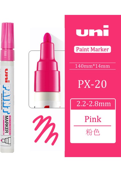 Pembe Tarzı 1 Parça Mitsubx Renkli Su Geçirmez Araç Lastiği Deseni Kauçuk Metal Kalıcı Boya Kalemi Pen (Yurt Dışından)