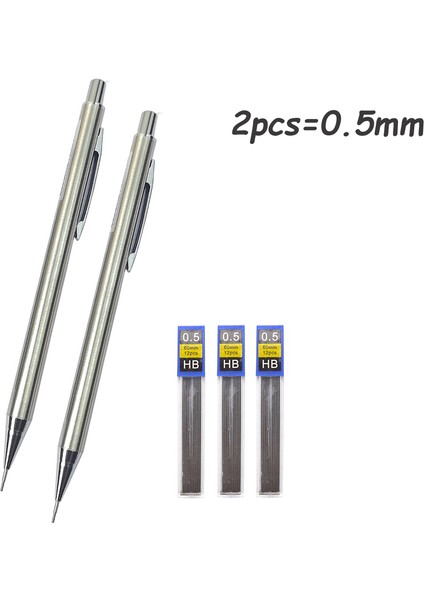 2ADET-0.5MM-3YENIDEN Doldurma Stili Mekanik Kalem Yüksek Otomatik Kalem Profesyonel Boyama Yazma Okul Malzemeleri 2kalem+3dolgu (Yurt Dışından)