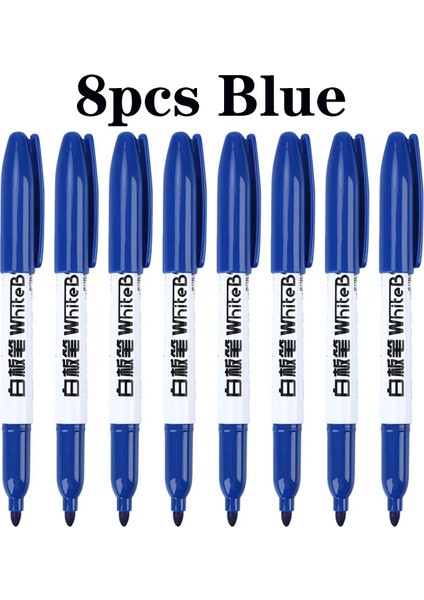 8 Adet Mavi Stil 8 Adet Silinebilir Beyaz Tahta Kalemi Siyah Mavi Kırmızı Öğretmenler Büyük Kapasiteli Tahta Çocuklar Renkli Sulu Boya Tahtası Kalem (Yurt Dışından)
