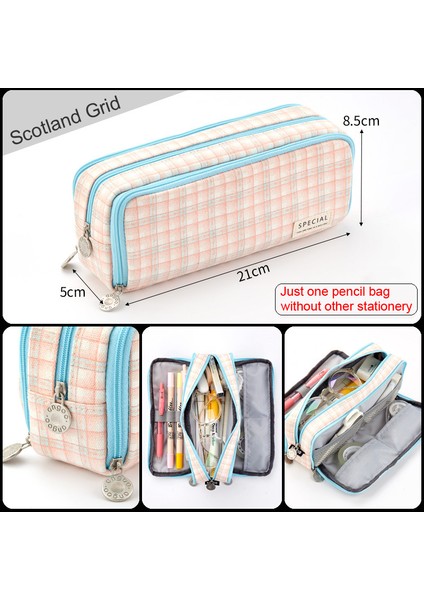 Iskoçya Izgara Stili Sevimli Izgara Kalem Kutusu Kawaii Bez Kalem Kutusu Çantası Öğrenciler Için Büyük Kapasiteli Kırtasiye Kılıfı Yaratıcı Okul Malzemeleri Yeni (Yurt Dışından)