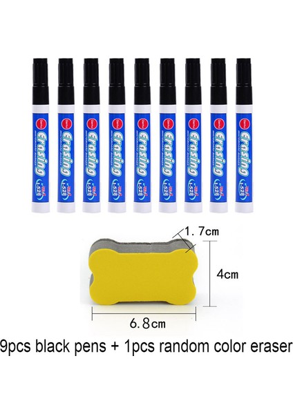 9blackpen 1silgi Stili Beyaz Tahta Kalemi Silinebilir Siyah Mavi Kırmızı Yeşil Beyaz Tahta Manyetik Kuru Silinebilir Büyük Kapasiteli Su Bazlı Kalem Kalemler (Yurt Dışından)