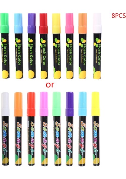 LED Yazı Tahtası Siyah Tahta Cam Boyama Grafiti Ofis Süper Parlak Sıvı Tebeşir Kalemi Neon Kalem 8 Renk Süslü Marker (Yurt Dışından)