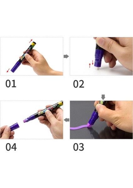 LED Yazı Tahtası Siyah Tahta Cam Boyama Grafiti Ofis Süper Parlak Sıvı Tebeşir Kalemi Neon Kalem 8 Renk Süslü Marker (Yurt Dışından)