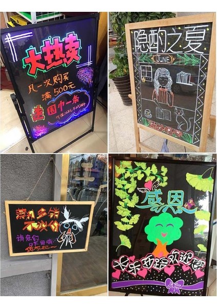LED Yazı Tahtası Siyah Tahta Cam Boyama Grafiti Ofis Süper Parlak Sıvı Tebeşir Kalemi Neon Kalem 8 Renk Süslü Marker (Yurt Dışından)