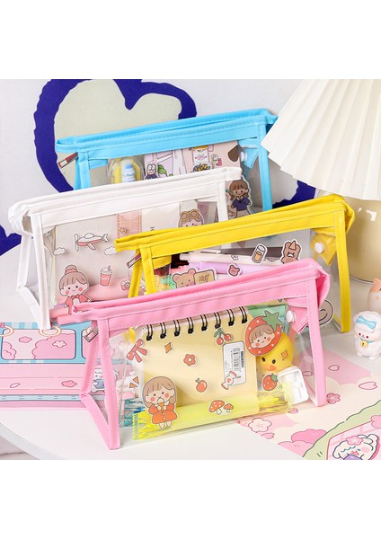 Bir Stil Yaratıcı Dıy El Sanatları Için Büyük Kapasiteli Depolama Okul Malzemeleri Için 1 Parça Pvc Şeffaf Su Geçirmez Kalem Çantası (Yurt Dışından) fiyatları