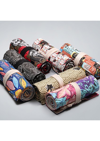 Kırmızı Stil 36 Delikli Kalem Çantası Kalem Kutusu Japon Kırtasiye Kalem Makyaj Saklama Çantası Pencil Roll Okul Malzemeleri Kalem Kutuları (Yurt Dışından) fiyatları