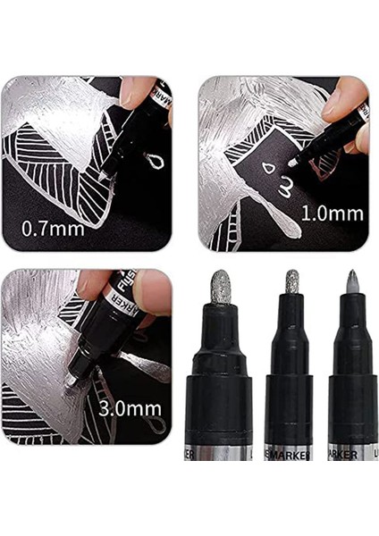 Gümüş Ayna -1mm Tarzı Krom Gümüş Kalemi Kendin Yap Boya Kalemi Ayna Likit Krom Kaplama Metallic Su ve Uv Dayanıklı Malzemeler El Sanatları Kalem Aksesuarları (Yurt Dışından)