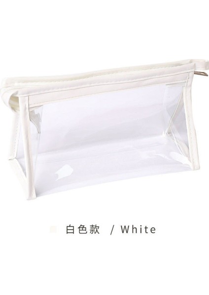 Beyaz Stil Basit Şeffaf Kalem Kutusu Kawaii Çanta Fermuar Pvc Büyük Kalem Kutusu Makyaj Kalem Çantası Japon Okul Kırtasiye (Yurt Dışından)