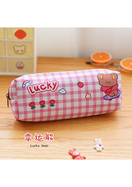 No.1 Tarzı Küçük Ayı Desenli Kalem Kutusu Karikatür Kalem Çantası Kutusu Çocuklar Hediye Kozmetik Kırtasiye Çantası Kawaool Malzemeler 4 Çeşit (Yurt Dışından)