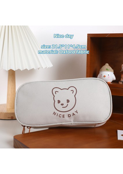 Güzel Bir Gün Stili Karikatür Sevimli Ayı Kalem Kutusu Kalem Çantası Tek Katmanlı File Yuva Depolama Kılıfı Cetvel Silgi Işaretleyici Ofis Okul Malzemeleri F650 (Yurt Dışından)