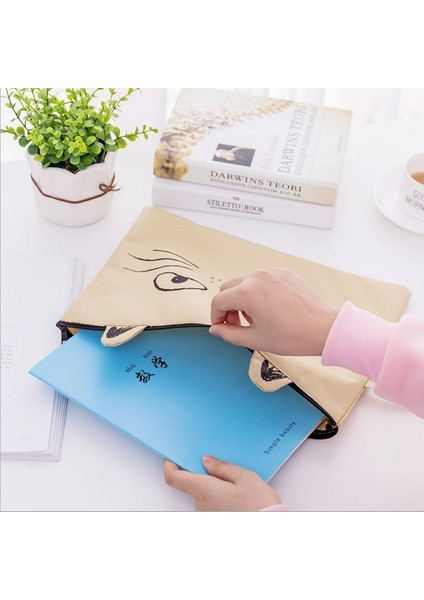 Siyah Stil 1 Adet Sevimli Kedi Kedi Şirin Fermuarlı Kumaş Dosya Klasörü Belge Defter Organizatör Çanta Öğrenciler Ofis Kırtasiye (Yurt Dışından) fırsatları