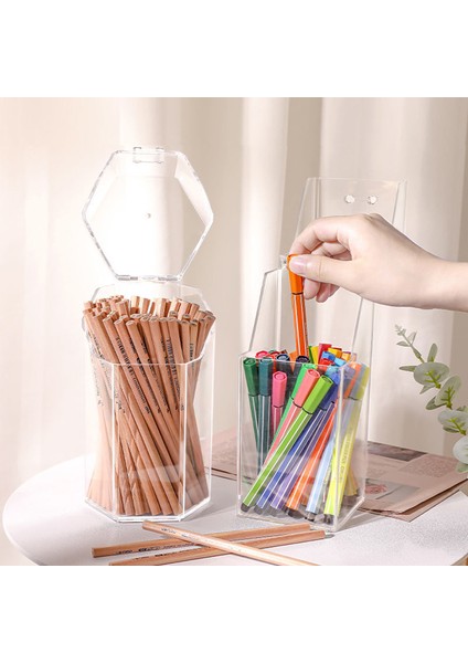 Yuvarlak Şekil Stili Çok Fonksiyonlu Masaüstü Düzenleyici Kırtasiye Depolama Kutusu Makyaj Organizatörü Ofis Kalem Tutucu Fırça Şeffaf Akrilik Raf (Yurt Dışından) fiyatları