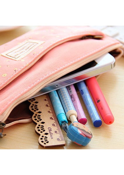 Beyaz Stil Renkli Çift Fermuarlı Kalem Kutuları Kalemler Taşınabilir Öğrenci Kırtasiye Depolama Kalem Çantası Okul Ofis Malzemeleri Için (Yurt Dışından) fırsatları