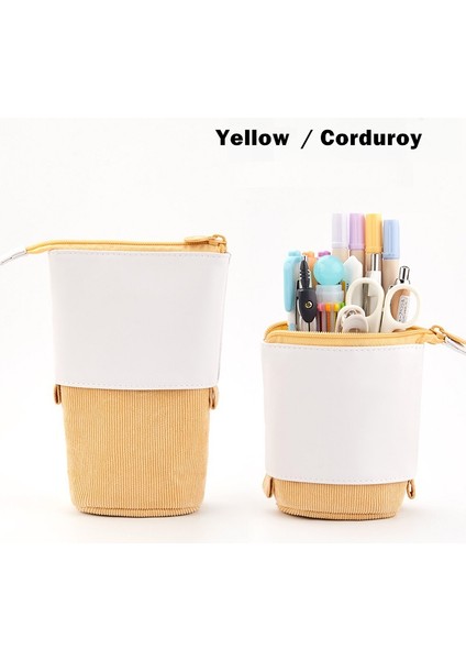 Sarı Beyaz Stil Angoo Komik Kalem Çantası Kalem Kutusu Esnek Katlanabilir Depolama Torbası Kalem Tutucu Sevimli Kedi Ayı Kırtasiye Hediye F445 (Yurt Dışından)