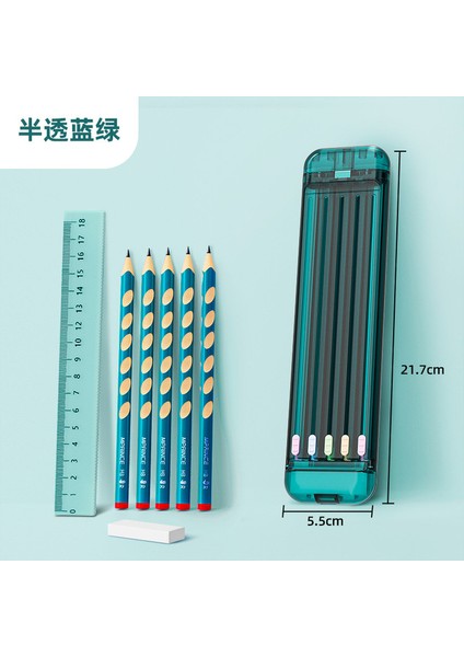 Yeşil Stil 5 Kalem 1 Silgi ve 1 Cetvel ile Kawaii Kırtasiye Saklama Kutusu Masa Düzenleyici Okul Malzemeleri Hediye (Yurt Dışından)