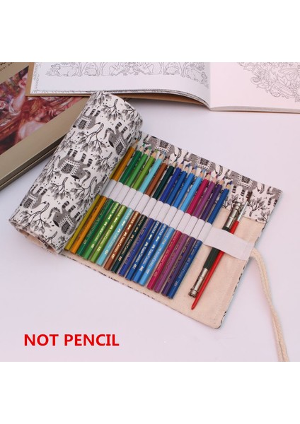 Gri FIL72 Stili Delikli Tuval Siyah Kalem Kutusu Sevimli Kedi Unicorn Sanat Kalem Çantası Makyaj Fırça Saklama Kozmetik Fırça Depolama Kırtasiye (Yurt Dışından)