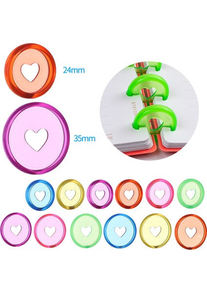 Pembe Tarzı Not Defteri Planlayıcı Diy Gevşek Yaprak Bağlama Halkası Bağlama Malzemeleri Için Pcs Şeker Renk Kalp Şekilli Disk Bağlayıcı (Yurt Dışından)
