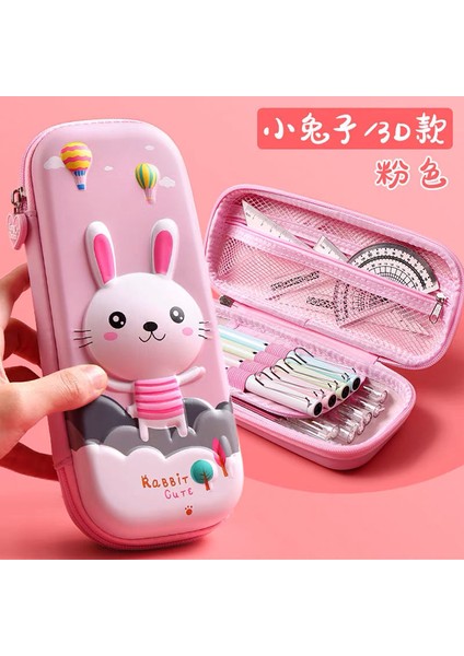 Tavşan Tarzı 3D Kalem Kutusu Eva Saklama Kutusu Sevimli Pembe Unicorn Karikatür Kalem Çantası Okul Çocuk Kız Erkek Kawaii Kırtasiye Hediye Torbası Silgi Tutucu (Yurt Dışından)