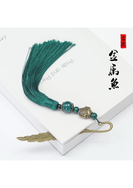 05 Metal Balık Stili Çin Tarzı Klasik Püsküllü Metal Ayraç Yaratıcı Öğrenci Kırtasiye El Yapımı Retro Sevimli Antika Hediye (Yurt Dışından)