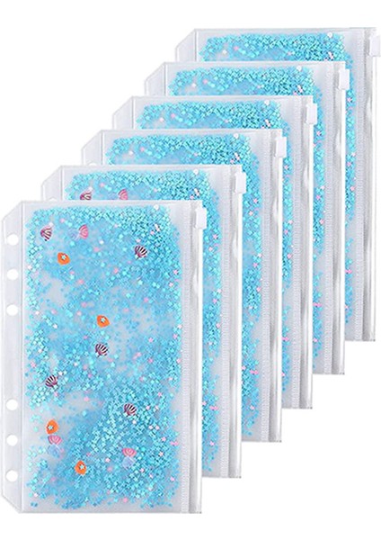 A6 Mavi-6 Adet Tarzı 6 Parça A6 Bağlayıcı Nakit Zarf Pvc Bütçe Bağlayıcı Zipper Zarf Cep Dosyaları Için 6 Halkalı Doldurulabilir Bağlayıcı Defter Için(Yurt Dışından)