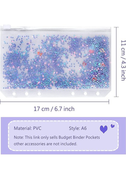 A6 Mavi-6 Adet Tarzı 6 Parça A6 Bağlayıcı Nakit Zarf Pvc Bütçe Bağlayıcı Zipper Zarf Cep Dosyaları Için 6 Halkalı Doldurulabilir Bağlayıcı Defter Için(Yurt Dışından)