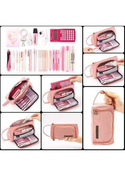 Koyu Mavi Stil Yeni Kalem Kutusu Taze Fırça Kalem Tutucu Pouool Malzemeleri Sevimli Kırtasiye Tuval Yüksek Kapasiteli Makyaj Kutusu Kızlar Için Hediye (Yurt Dışından) fırsatları