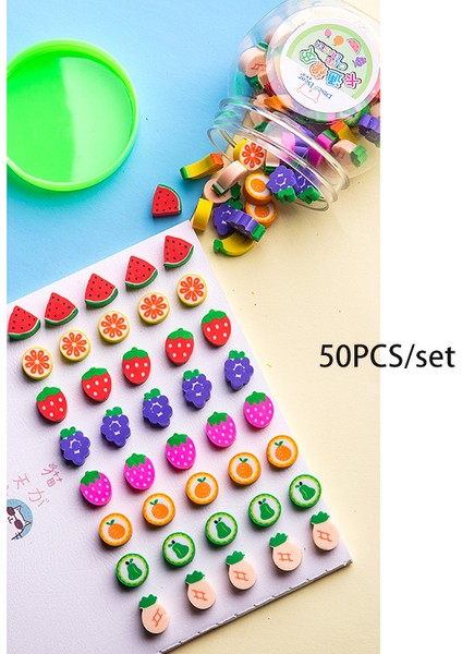 50 Adet-Meyve Tarzı Sevimli Kauçuk Silgi Yaratıcı Hayvan Meyve Kalem Silgileri Mini Kawaii Kırtasiye Çocuk Öğrenci Ofis Malzemeleri (Yurt Dışından)