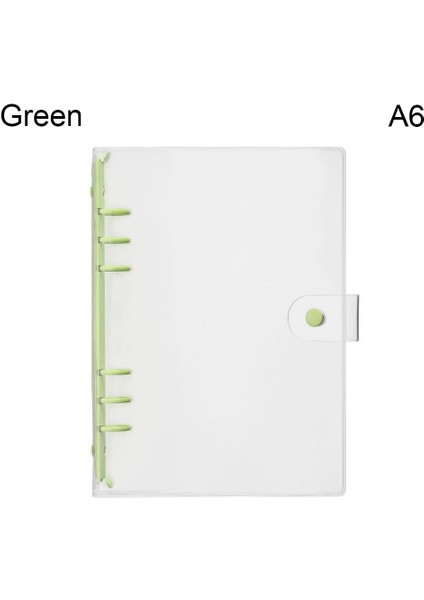 Yeşil-A6 Stili A5 A6 Şeffaf 6 Halkalı Dosya Cebi Pvc Sevimli Masaüstü Depolama Dosyası Basit Yapraklı Defter Kapağı Klasör Okul Malzemesi (Yurt Dışından)