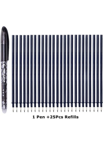 Siyah Mermi Ucu H Stili Silinebilir Kalem Yedek Ucu Seti Iğne Ucu Yıkanabilir Sap Silinebilir Tükenmez Kalem Okul Kalem Yazma Araçları (Yurt Dışından)