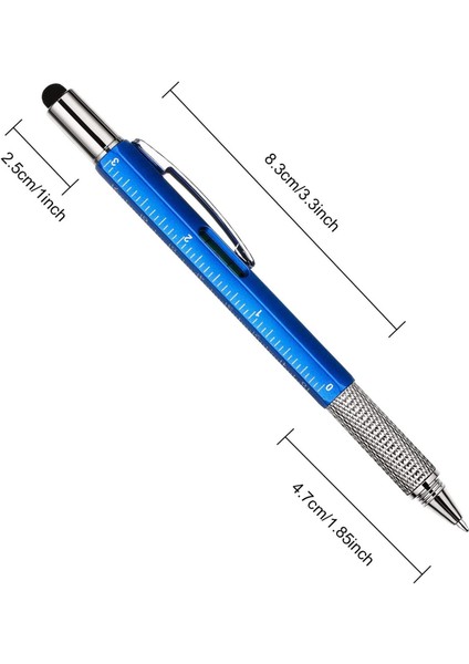 Koyu Gri Tarzı Mavi Hediye Aracı Pe Multitool Teknolojik Kalem ile Cetvel, Düzeyölçer, Top Kalem Dokunmatik Ekran Erkekler Için Benzersiz Hediyeler (Yurt Dışından)