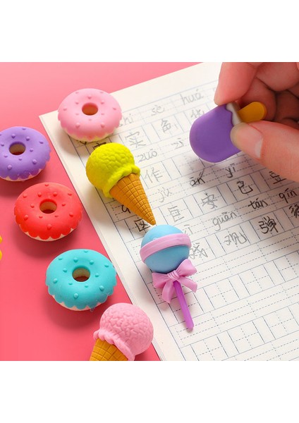 Donutlar 1 Adet Rastgele Stil Çocuklar Için Hediye Düzeltme Aracı Okul Kırtasiye Yaratıcı Hediye Kawaii Dondurma Donut Lollipop Ayırılabilir Kauçuk Silgi (Yurt Dışından)
