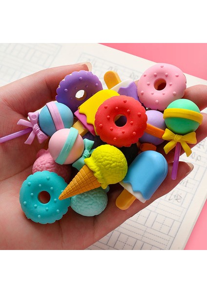 Donutlar 1 Adet Rastgele Stil Çocuklar Için Hediye Düzeltme Aracı Okul Kırtasiye Yaratıcı Hediye Kawaii Dondurma Donut Lollipop Ayırılabilir Kauçuk Silgi (Yurt Dışından)