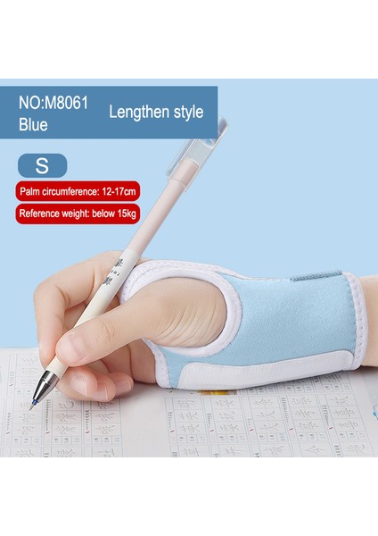 M8061-MAVI-S Stili Anti-Kancalı Bilek Düzeltici Kalem Tutuş Düzeltici Ilkokul Çocukları Başlangıç Yazma Düzeltici Kol Bilek Eldiveni (Yurt Dışından)