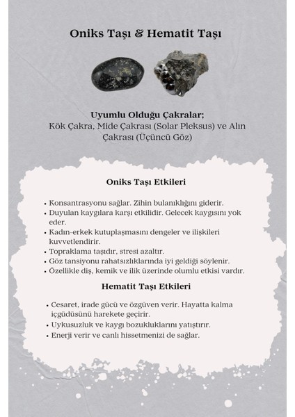 Oniks & Hematit Doğal Taş Bileklik Iç Huzur-Konsantrasyon- Odaklanma modelleri